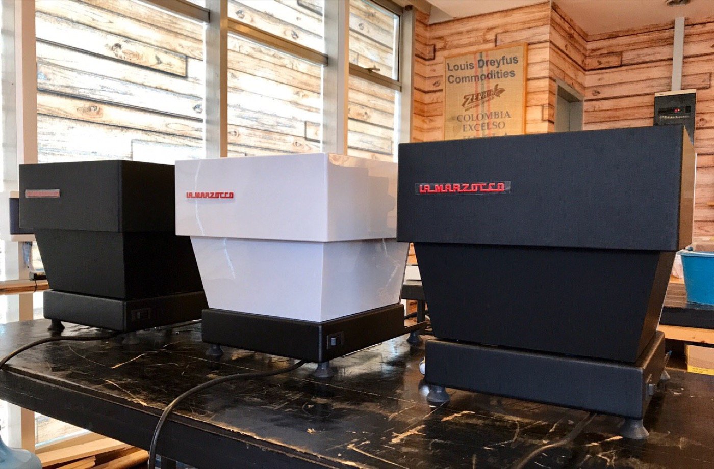 Two commercial espresso machines ready to ship